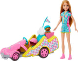 Barbie Muñeca Stacie con Kart Coche de Juguete, Mascota y Accesorios