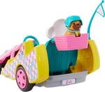 Barbie Muñeca Stacie con Kart Coche de Juguete, Mascota y Accesorios